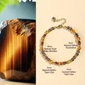 Natürliches Tigerauge- und Obsidian-Perlenarmband 4mm mit goldenem Herzanhänger - Obsidian Goldenes Tigerauge Armband / 4MM Perlendurchmesser