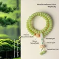 Zweisträngiges grünes Bodhi-Samen-Armband mit Lotus-Anhänger und Achat-Akzenten - Natürliches Grünes Bodhi Armband (AL748888727467)