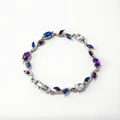 Elegante bracciale a ramo di tulipano in argento con zirconi blu e viola - Argento Blu Viola Bianco Misto