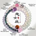 Jungfrau Sternzeichen Armband aus Edelsteinen mit 925 Silberperle und Kristallen - Jungfrau / 15cm Innenumfang