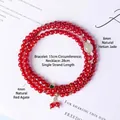 Meerrijige armband en ketting van rode agaat met witte Hetian jade kraal detail - 4mm Natuurlijke Rode Agaat (SL6469) / Pols 15cm / Halsketting 28cm