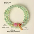 Bracelet élégant en argent 925 avec préhnite naturelle et quartz fleur de cerisier. - Prehnite Naturelle 6mm (Argent 925)