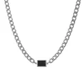 Collana a catena argento con pendente rettangolare nero sfaccettato - Catena della Clavicola a Blocco Quadrato (N0006) / Argento