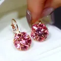 Orecchini vintage a cerchio con cristallo rosa in stile coreano dal design lussuoso - Rosa