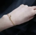 Elegant 14K gold filled paperclip chain bracelet with a polished gold ball charm - Round Ball Style (SL0095)