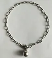 Sterling silver simple paperclip chain bracelet with a polished round ball charm - Round Ball Style (SL0089) / Silver