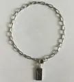 Elegant 925 sterling silver chain bracelet featuring a rectangular Love tag charm - Love Square Tag Style (SL0085)