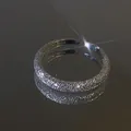 Minimalist S925 sterling silver adjustable ring with sparkling stardust texture in silver - Small Starry Plain Ring (J1788) / Adjustable / Silver