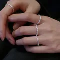 Dainty minimalist sparkly S925 sterling silver thin stacking ring in bright silver finish - Minimalist Starry Thin Ring (J1794) / Size 6 (52MM Circumference) / Silver