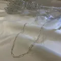 Elegante 925er Sterlingsilber Kette mit funkelnder Textur und klassischem Büroklammer-Design - Büroklammer-Glitzerketten-Stil (XL1072) / 925er Silber