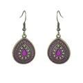 Orecchini a goccia vintage bohémien con smalto viola e finitura in bronzo antico - Bohemian Teardrop Style (E6765) / Teardrop Purple (014)