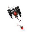 Girocollo in pizzo nero gotico con gemma rossa e anello con rosa per abiti punk party. - Bracciale a mano (Rosso)
