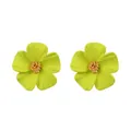 Eleganti orecchini a lobo a fiore verde lime opaco con centro dorato per ragazze - Verde erba