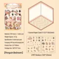 Pinguin Schlafzimmer DIY 3D Szenerie-Aufkleber-Set mit 2 PET-Bögen und 1 Karte - Pinguin Schlafzimmer