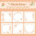 Set of 6 floral drawing stencils for journaling, 80x80mm size, cute hollow patterns - 6 Pcs-Vines Around Branches