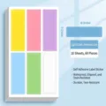 Mittelgroße wasserfeste Aufkleber in hellen Farben, Format 22x63mm, Packung mit 10 Blättern - Mittlere Größe 60 Stk / Helles Mehrfarbig