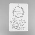 White Christmas and New Year hollow drawing stencil template with fireworks pattern - Number 5: Christmas Wreath / 25.9×17.2cm