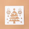 White square Christmas tree stencil for painting and creative DIY holiday craft projects - Style 3 (Geometric Tree/Ornaments)
