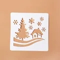 Christmas stencil template featuring pine tree and snowflake for DIY art and crafts - Style 4 (Cabin/Pine Tree/Snowflake)