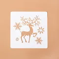 Christmas reindeer and snowflake stencil template for kids drawing and DIY crafts - Style 6 (Standing Elk/Snowflake)