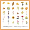60pcs vintage botanical stickers set featuring 30 unique nature designs and flower patterns - 60 Pieces/Pack / Gentleness of Fallen Leaves