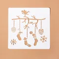 Christmas themed hollow painting stencil with stockings and snowflakes for DIY art - Style 8 (Stocking/Pinecone/Bird)