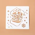 Christmas stencil template featuring hollow Merry Christmas text and snowflake motif - Style 9 (Merry Christmas/Heart/Star)