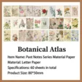 60 vellen vintage bloemen scrapbooking papier kaarten voor dagboek decoratie 80x50mm - 60 Kaarten / Bloemenillustratie