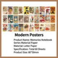 60 vellen vintage retro decoratief papier voor scrapbooking 80x50mm - 60 Kaarten / Moderne Poster