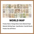 60 vel vintage wereldkaart scrapbooking papier 80x50mm - 60 Kaarten / Wereldkaart