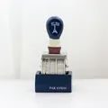 Timbro datario a rullo blu vintage con design Torre Eiffel e base in legno pregiato - Timbro datario con manico blu profondo