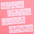 Set of 4 cute pink cartoon drawing stencils for DIY journaling and kids art projects - Style 4 / 4Pcs