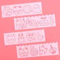 Pink cartoon hollow drawing stencils for kids DIY journaling - Style 5 / 4Pcs