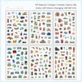 Travel theme PET sticker set with 6 sheets of landmarks, animals and nature icons - 6pcs / Travel Collection