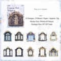 Autocollants de fenêtres dorées rétro pour scrapbooking et agenda DIY - Lot de 10 feuilles / Fenêtre du Port de Brume