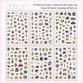 Cute cartoon food and vegetable PET waterproof sticker pack, 6 sheets set for journals - 6pcs / Food Collection
