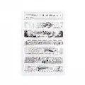 Retro vintage style clear silicone stamp sheet with botanical and music notes designs - Fleeting Years