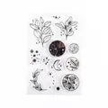 Clear silicone stamp set with vintage botanical and celestial designs - Plant Material