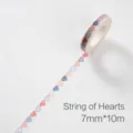 Nastro washi stretto da 7 mm con motivi a cuore colorati per scrapbooking e decorazioni - N. 2 Cuori Disegnati a Mano