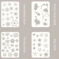 DIY craft hollow drawing stencils set with snowflake flower star and splash patterns - Stencil Set B / 4pcs