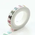 Nastro washi decorativo bianco stretto con motivi di lettere coreane colorate per il diario - N. 19 Mollette Colorate