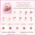 Floral PET waterproof sticker pack for journaling with pink flower designs - 40 Pieces/Pack / Wildflower Discovery