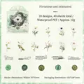 Vintage botanical PET waterproof sticker set with 40 floral and wax seal decals - 40 Pieces/Pack / Lunar Botanic Spirit
