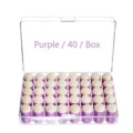 Set of 40 purple finger sponge daubers for ink blending in a clear plastic storage box - 40Pcs Pack / Purple