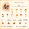 Floral PET waterproof stickers set for journaling with vintage plant illustrations - 40 Pieces/Pack / Elegant Floral Shadow