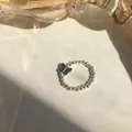 Eleganter Perlenring aus 925er Sterlingsilber mit Schmetterlingsanhänger im Korea-Stil - Vintage Oxidierter Schmetterlingsstil (J2270)