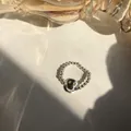 925 Sterling Silber Perlenring mit poliertem Smiley-Gesicht Anhänger für Damen Mode Accessoire - Smiley Runder Teller Stil (J2277)