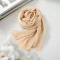 Eleganter plissierter Baumwoll-Leinen-Schal in Unifarbe Beige für Damen - Beige / 90-180cm