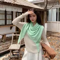 Elegant mint green knitted triangle shawl for women, soft lightweight autumn scarf - Mint Green