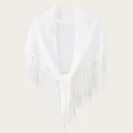 Eleganter weißer gehäkelter Strickschal mit Hohlmuster und langen Fransen für Damen - Quaste Weiß